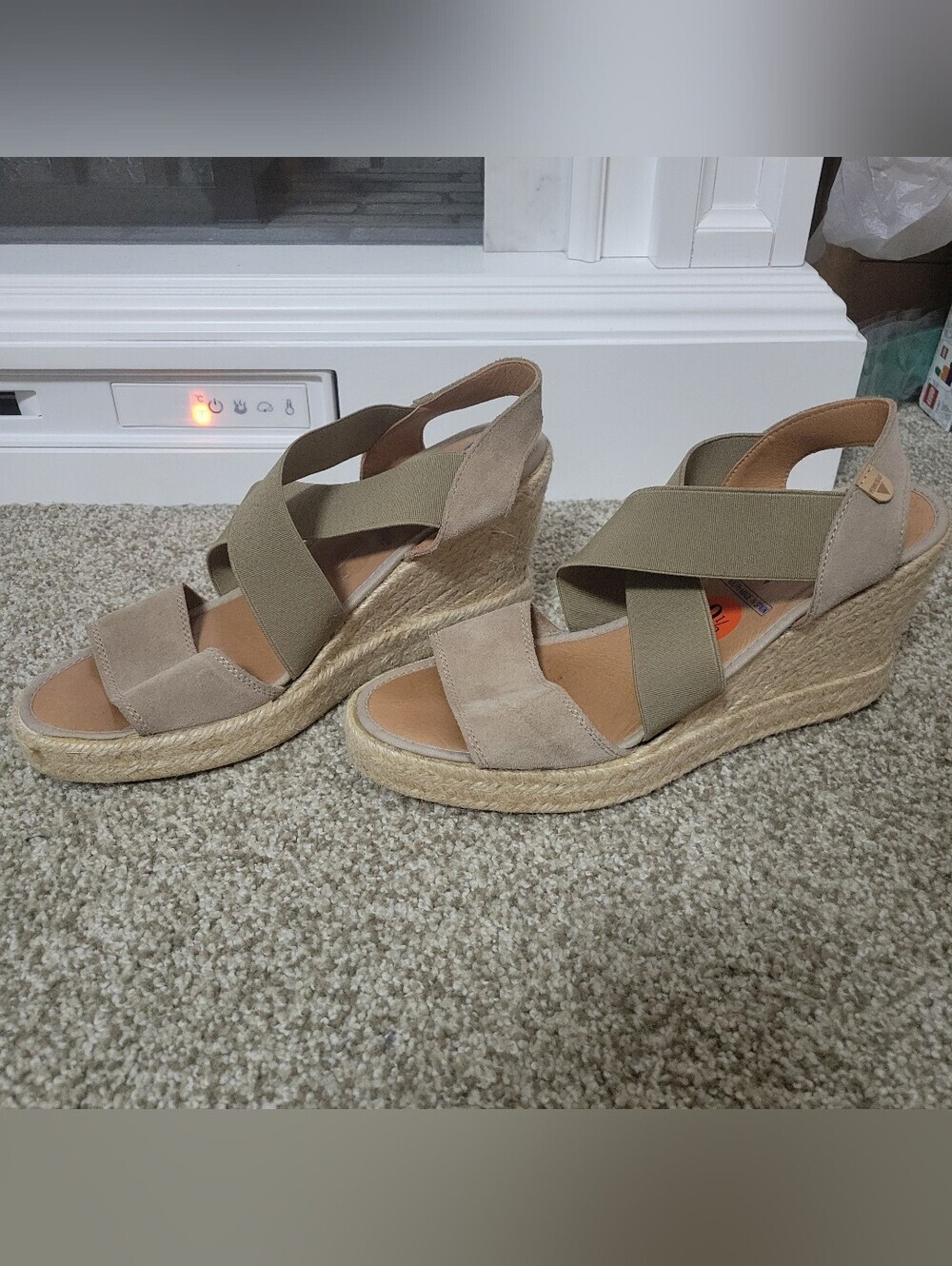 Verbenas Silvia Serraje Piedra Open Toe Espadrille Cross Strap Wedge Sandals